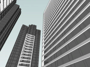 SU model of modern high-rise office and apartment building 3D Model