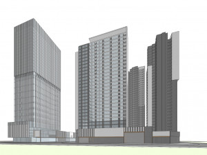 SU model of modern high-rise office and apartment building Modelo 3D