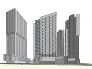 SU model of modern high-rise office and apartment building 3D Model