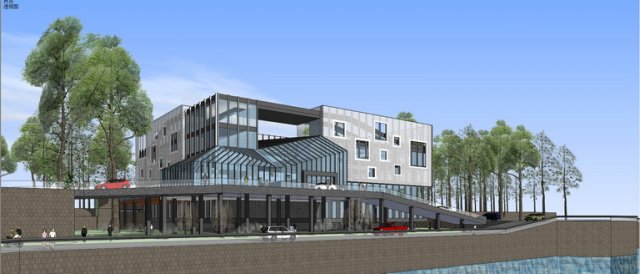 SU model of a multi-story modern office building 3D Model .c4d .max .obj .3ds .fbx .stl .blend 