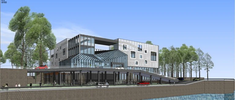 SU model of a multi-story modern office building 3D Model .c4d .max .obj .3ds .fbx .stl .blend 