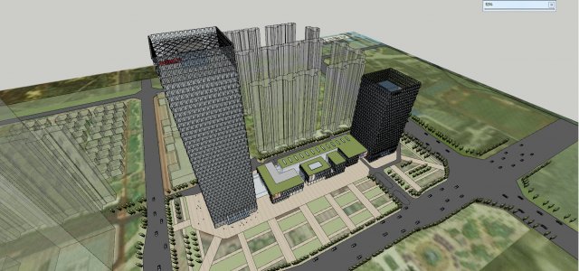 SU model of super high-rise diamond complex office building Model 3D .c4d .max .obj .3ds .fbx .stl .blend 