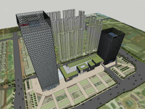 SU-модель сверхвысотного офисного здания алмазного комплекса 3D Модель