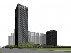 SU model of super high-rise diamond complex office building Model 3D