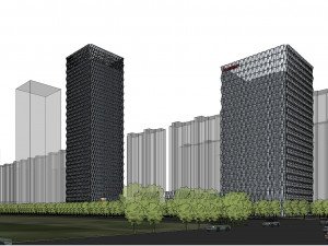SU model of super high-rise diamond complex office building Model 3D