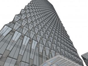 SU model of super high-rise diamond complex office building Model 3D
