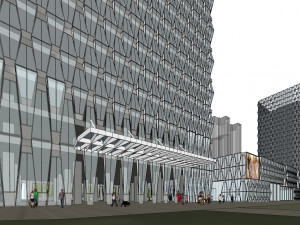 SU model of super high-rise diamond complex office building Model 3D