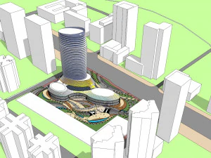SU model of the curved building of the daily office building 3D Model