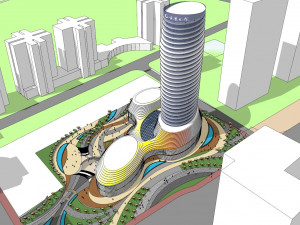 SU model of the curved building of the daily office building 3D Model