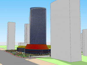SU model of the curved building of the daily office building 3D Model