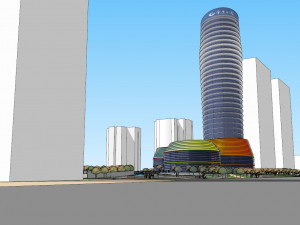 SU model of the curved building of the daily office building 3D Model