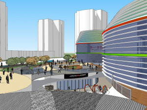 SU model of the curved building of the daily office building 3D Model