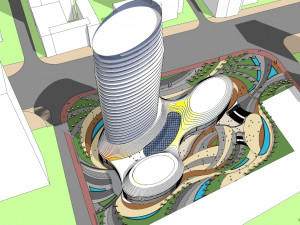 SU model of the curved building of the daily office building 3D Model