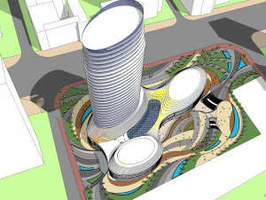 SU model of the curved building of the daily office building 3D Model