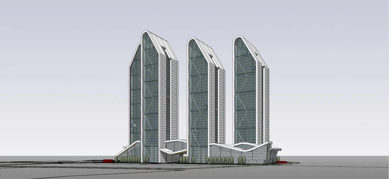 SU model of modern high-rise office building 3D Model .c4d .max .obj .3ds .fbx .stl .blend 