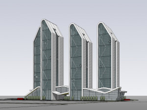 SU model of modern high-rise office building 3D Model