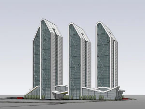 СУ-модель современного высотного офисного здания 3D Модель