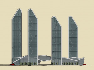 SU model of modern high-rise office building 3D Model