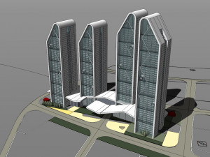 SU model of modern high-rise office building 3D Model