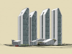 SU model of modern high-rise office building 3D Model