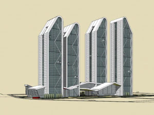 SU model of modern high-rise office building 3D Model