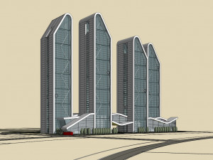 SU model of modern high-rise office building 3D Model