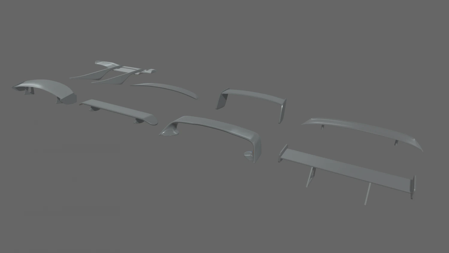 Car Spoiler Pack 01 3D Print Model .c4d .max .obj .3ds .fbx .stl .blend