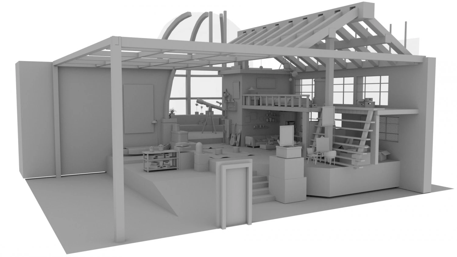 Chinese House Concept 3D Model .c4d .max .obj .3ds .fbx .stl .blend 