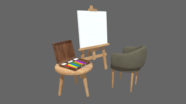 Painting Set Kit 3D 模型 .c4d .max .obj .3ds .fbx .stl .blend 