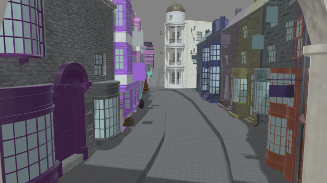 Diagon Alley Harry Potter Textured 3D Model .c4d .max .obj .3ds .fbx .stl .blend 