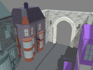 Diagon Alley Harry Potter Textured 3D Model
