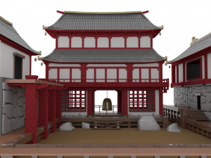 Japanese Temple Hanamura 3D 模型