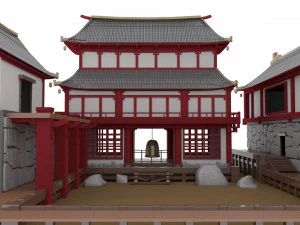 Kuil Jepang Hanamura Model 3D