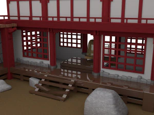 Japanese Temple Hanamura 3D Model