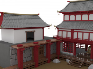 Japanese Temple Hanamura Model 3D