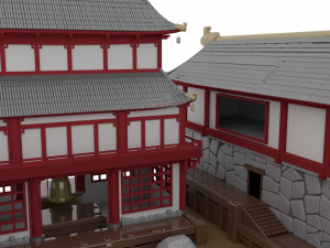 Japanese Temple Hanamura Model 3D