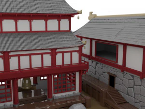 Japanese Temple Hanamura 3D Model