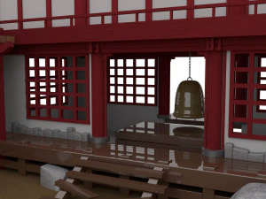 Japanese Temple Hanamura 3D Model