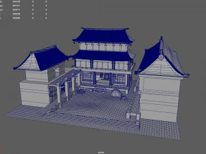 Japanese Temple Hanamura 3D Model