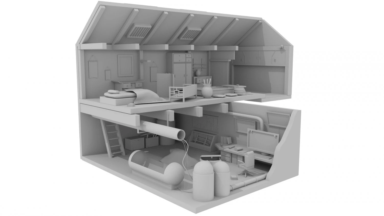 House Concept 01 3D Model .c4d .max .obj .3ds .fbx .stl .blend 