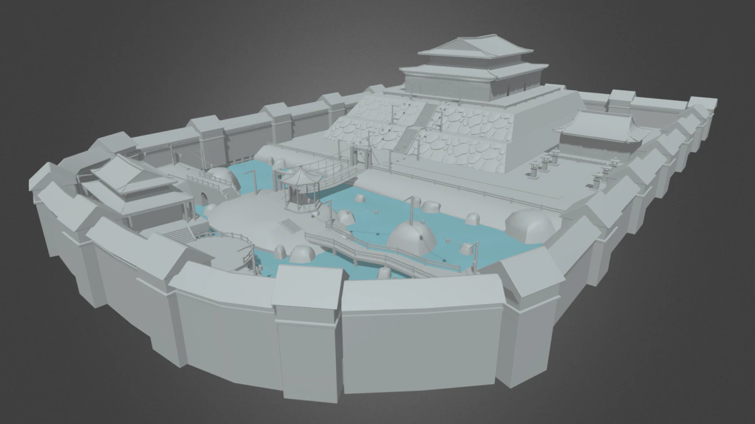 Japanese Temple Scene 3D Model .c4d .max .obj .3ds .fbx .stl .blend