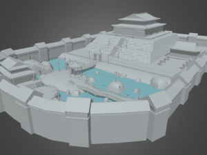 Japanese Temple Scene 3D Model
