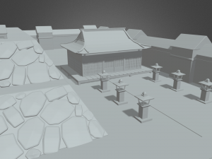 Japanese Temple Scene 3D 모델