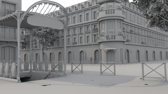 Paris Town Metro Station Model 3D .c4d .max .obj .3ds .fbx .stl .blend 
