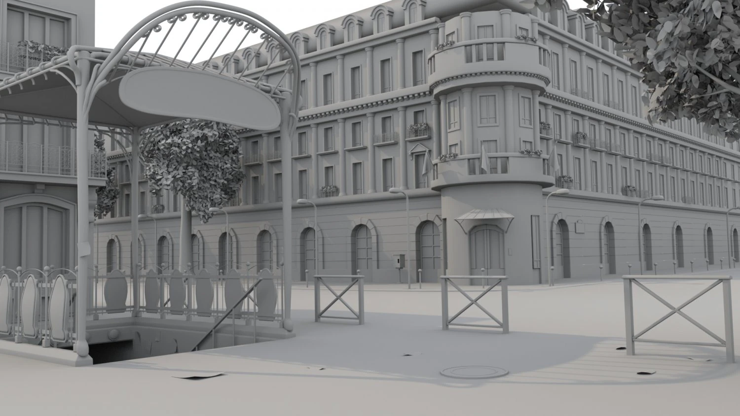 Paris Town Metro Station 3D Model .c4d .max .obj .3ds .fbx .stl .blend