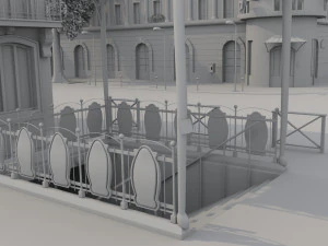 Paris Town Metro Station 3D Model