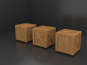 Low Poly Boxes wooden box Modèle 3D