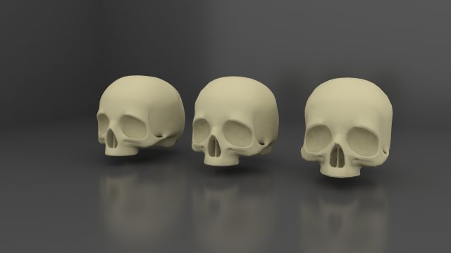 Skull 3 LODs 3D 모델 .c4d .max .obj .3ds .fbx .stl .blend 
