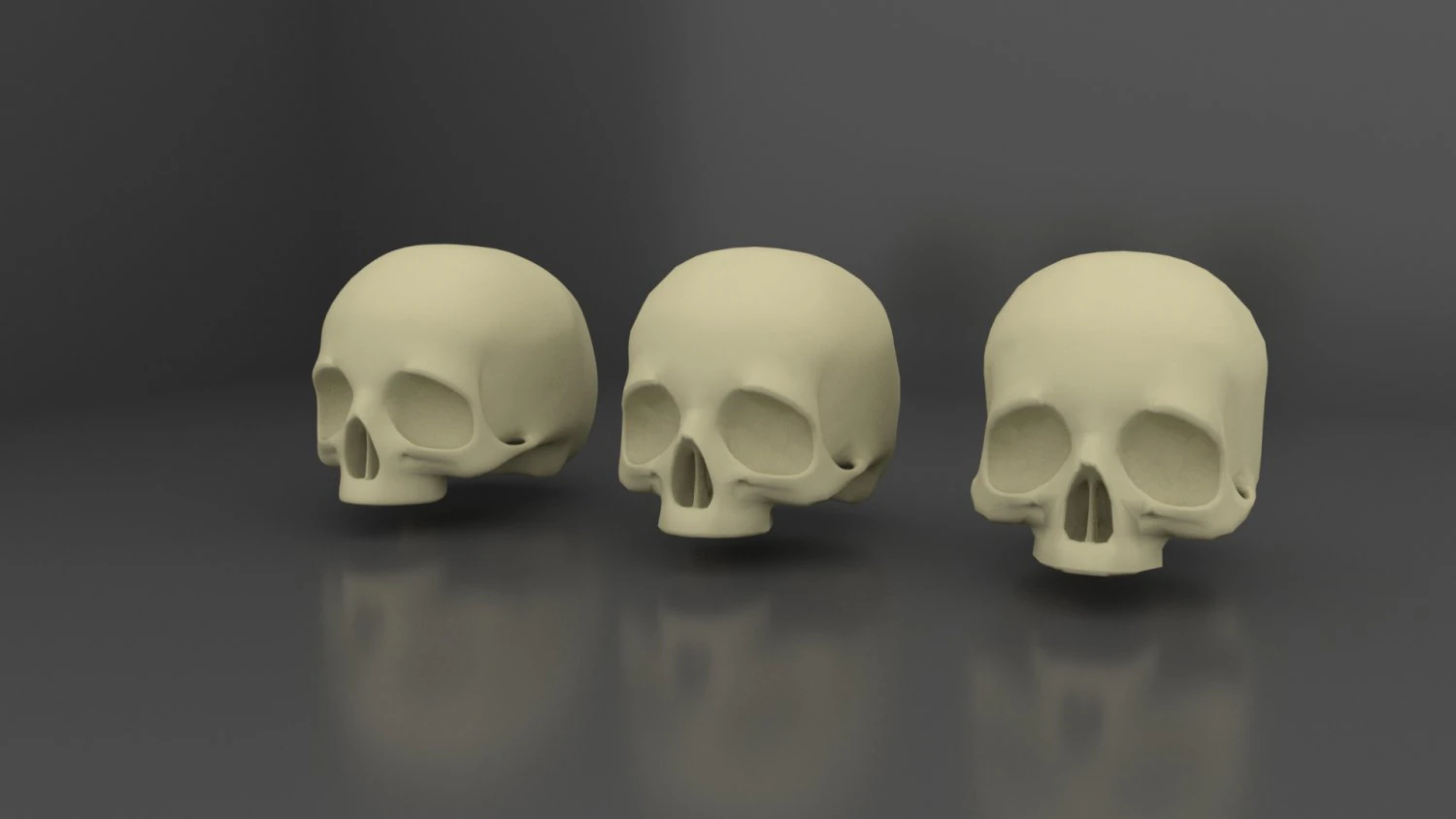 Skull 3 LODs 3D Model .c4d .max .obj .3ds .fbx .stl .blend 