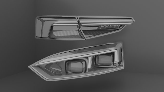 Headlights Rearlights Audi RS5 Model 3D .c4d .max .obj .3ds .fbx .stl .blend 